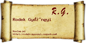 Rodek Gyöngyi névjegykártya